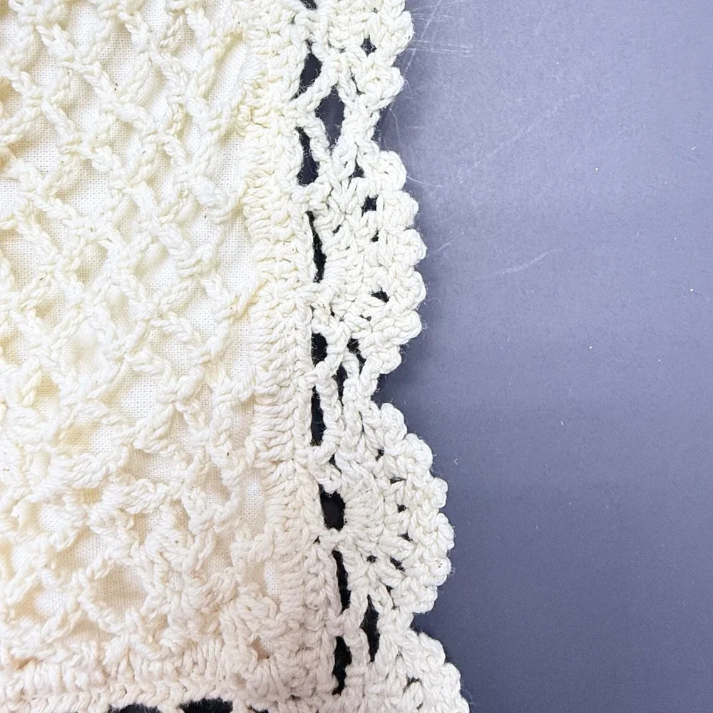 Pair Cotton Crochet Lace Lined Pillow Shams 15